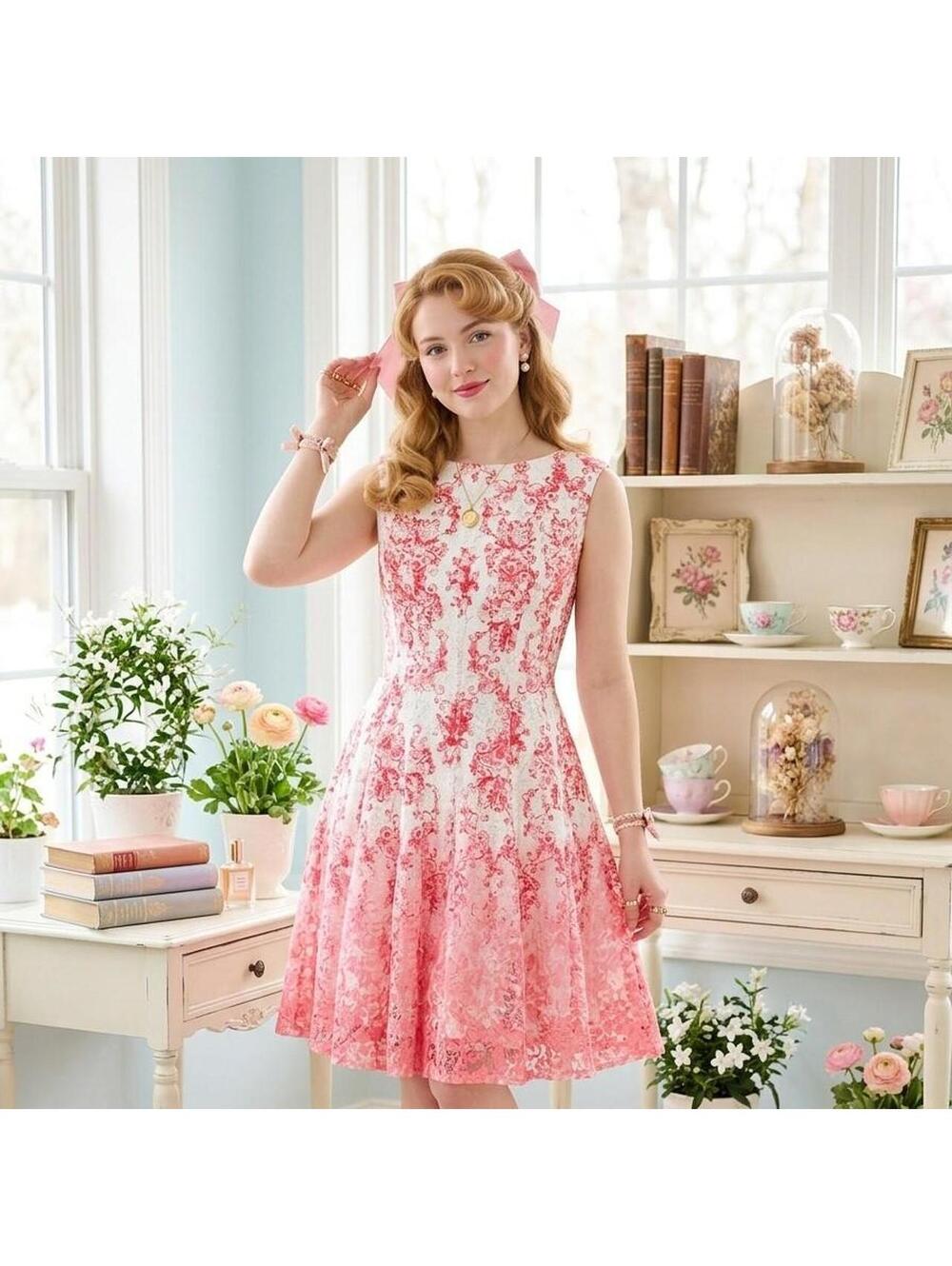 Women's Pink and Multi Dress
